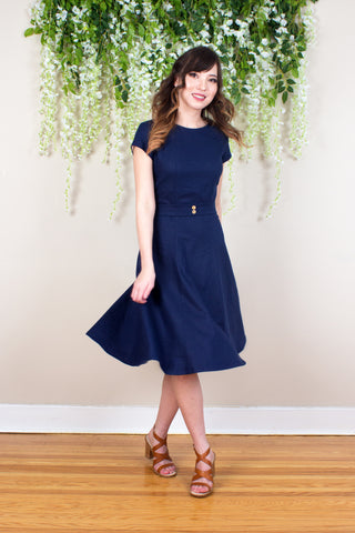 Neck Bow Fit and Flare Dress